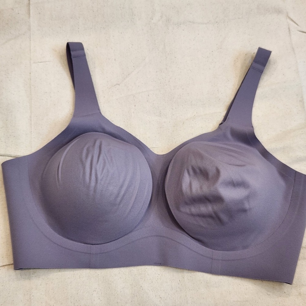 New Evelyn & Bobbie Beyond Bra Size L Purple EB Core Wireless Seamless Smoothing